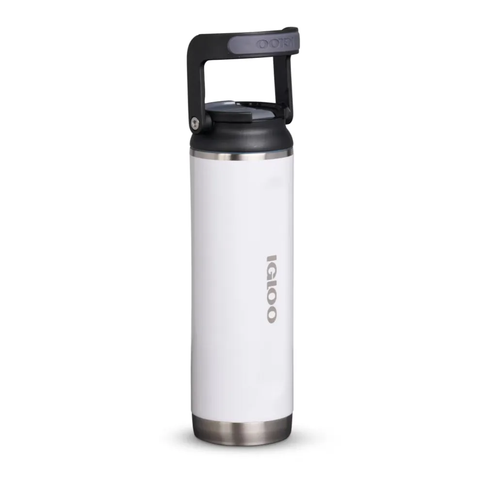 00071084-Igloo-20 Oz Stainless Steel Sport Sipper Bottle - WHT.SSTL
