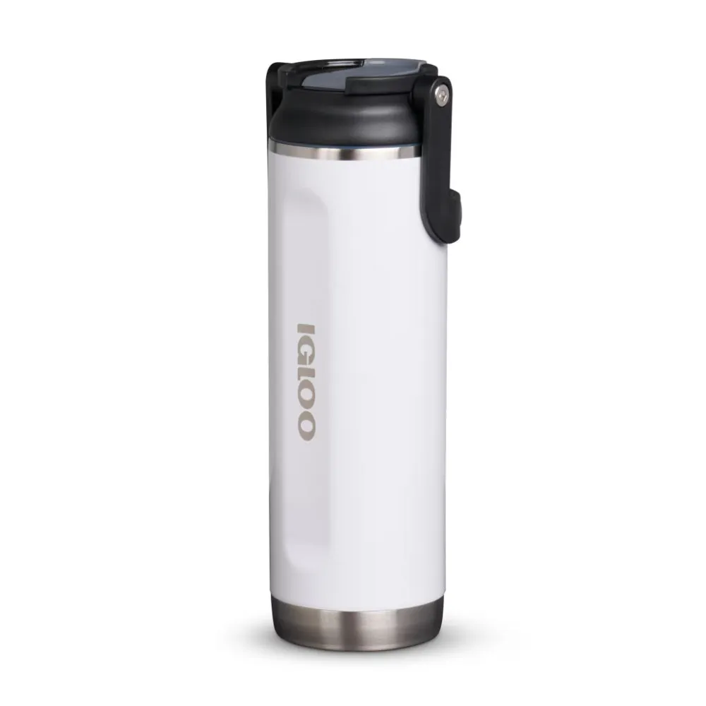 00071084-Igloo-20 Oz Stainless Steel Sport Sipper Bottle - WHT.SSTL