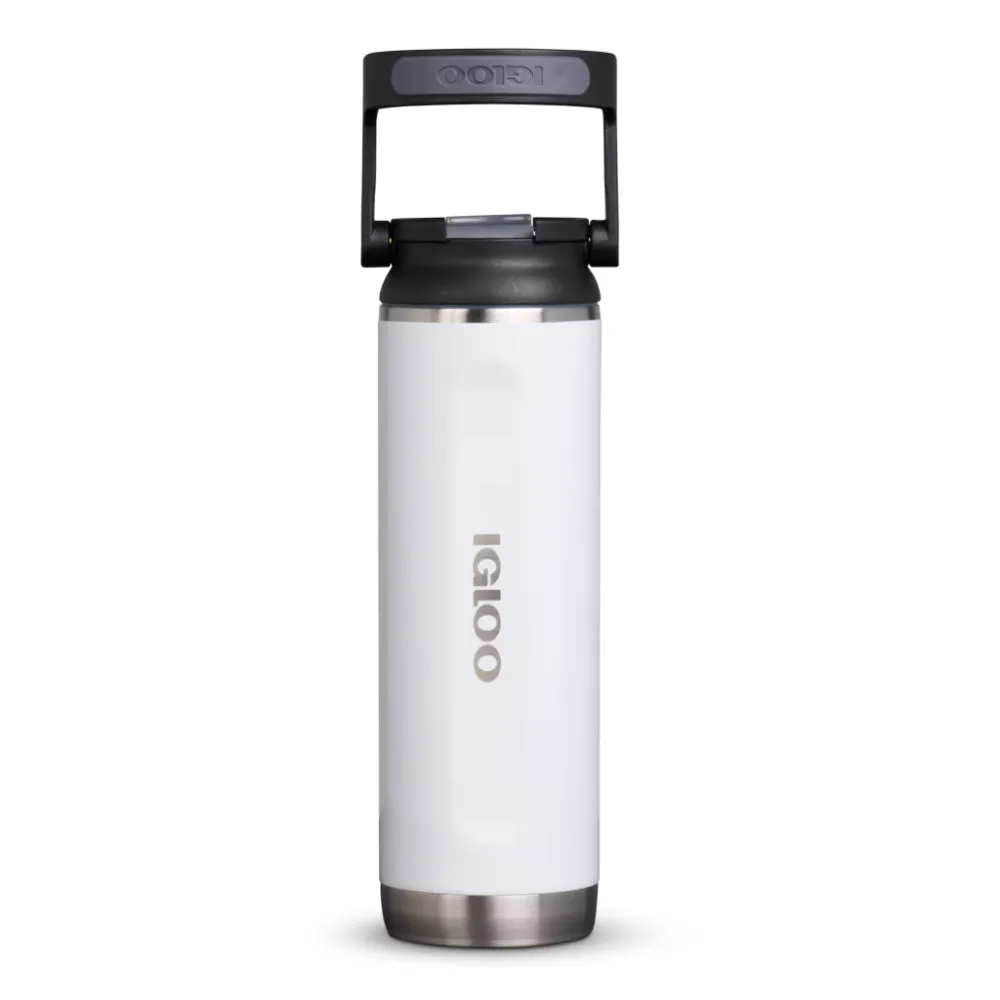 00071084-Igloo-20 Oz Stainless Steel Sport Sipper Bottle - WHT.SSTL