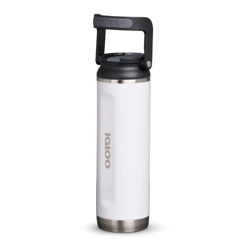 00071084-Igloo-20 Oz Stainless Steel Sport Sipper Bottle - WHT.SSTL