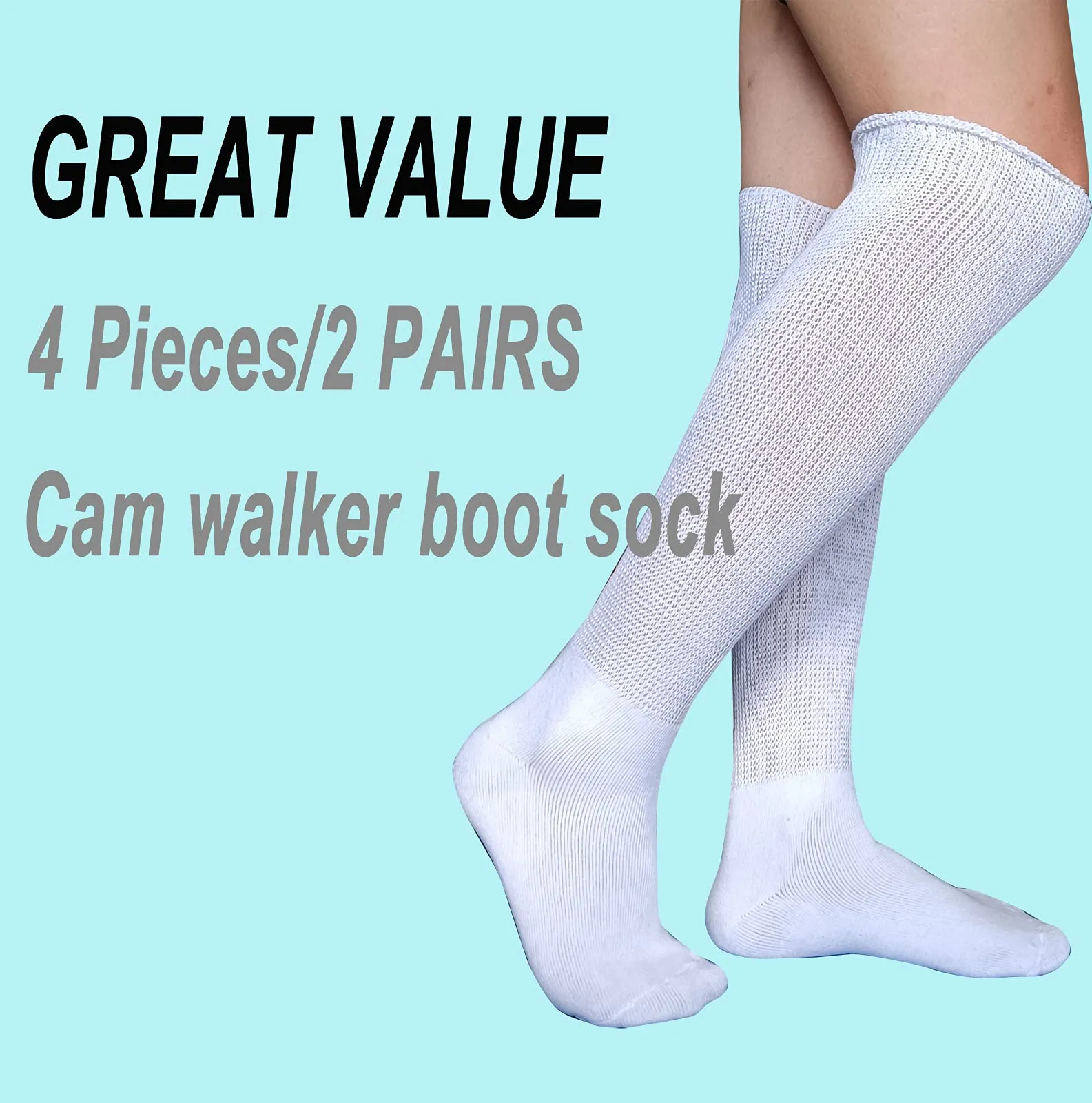 2 Pairs Replacement Sock for Air cast Walking Boot Walker Brace - Air Cam Walkers Fracture Boot Orthopedics Socks Cast Boot Sock 2 Pairs
