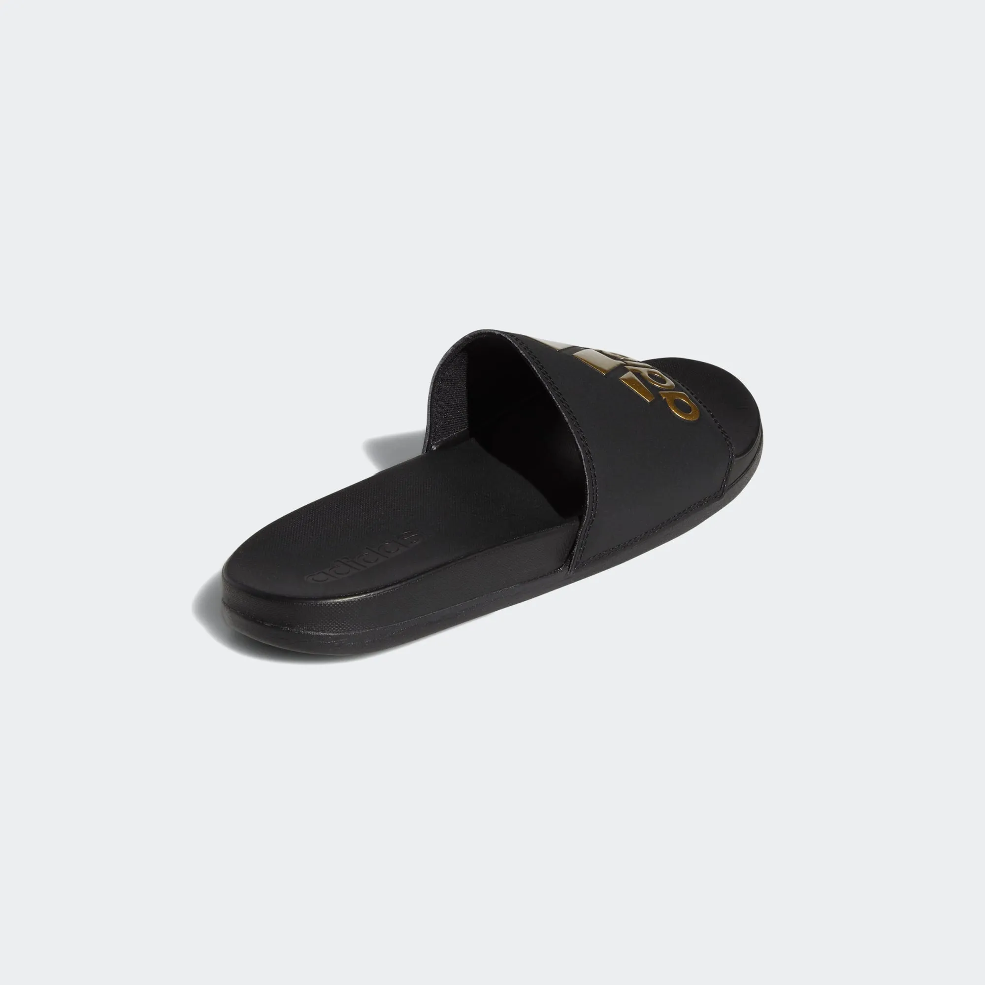 Adidas Adilette Cloudfoam Comfort Slides 3 Stripe Logo (Core Black/Metallic Gold)(EG1850)