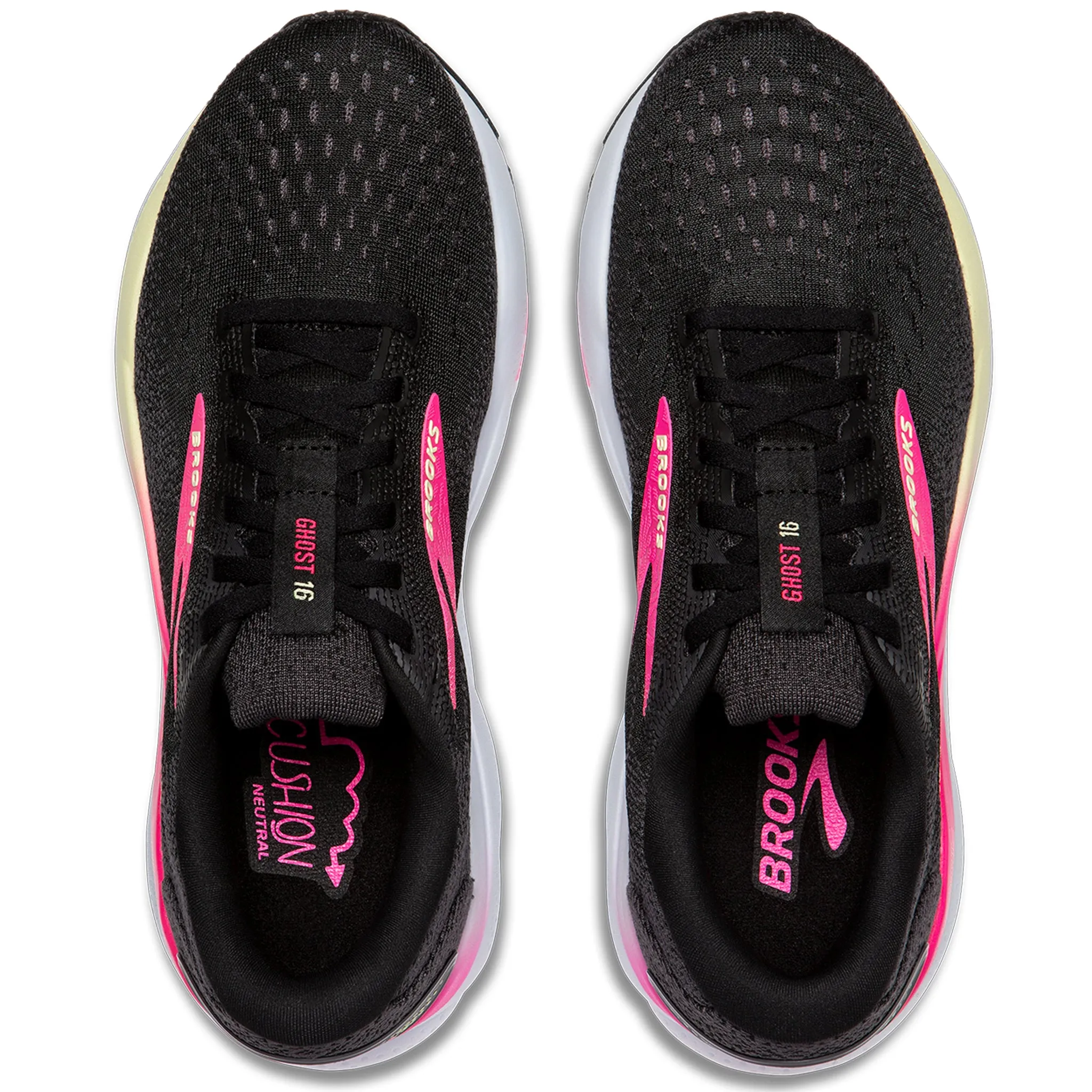 Brooks Ghost 16 Women's Black/Pink/Yellow