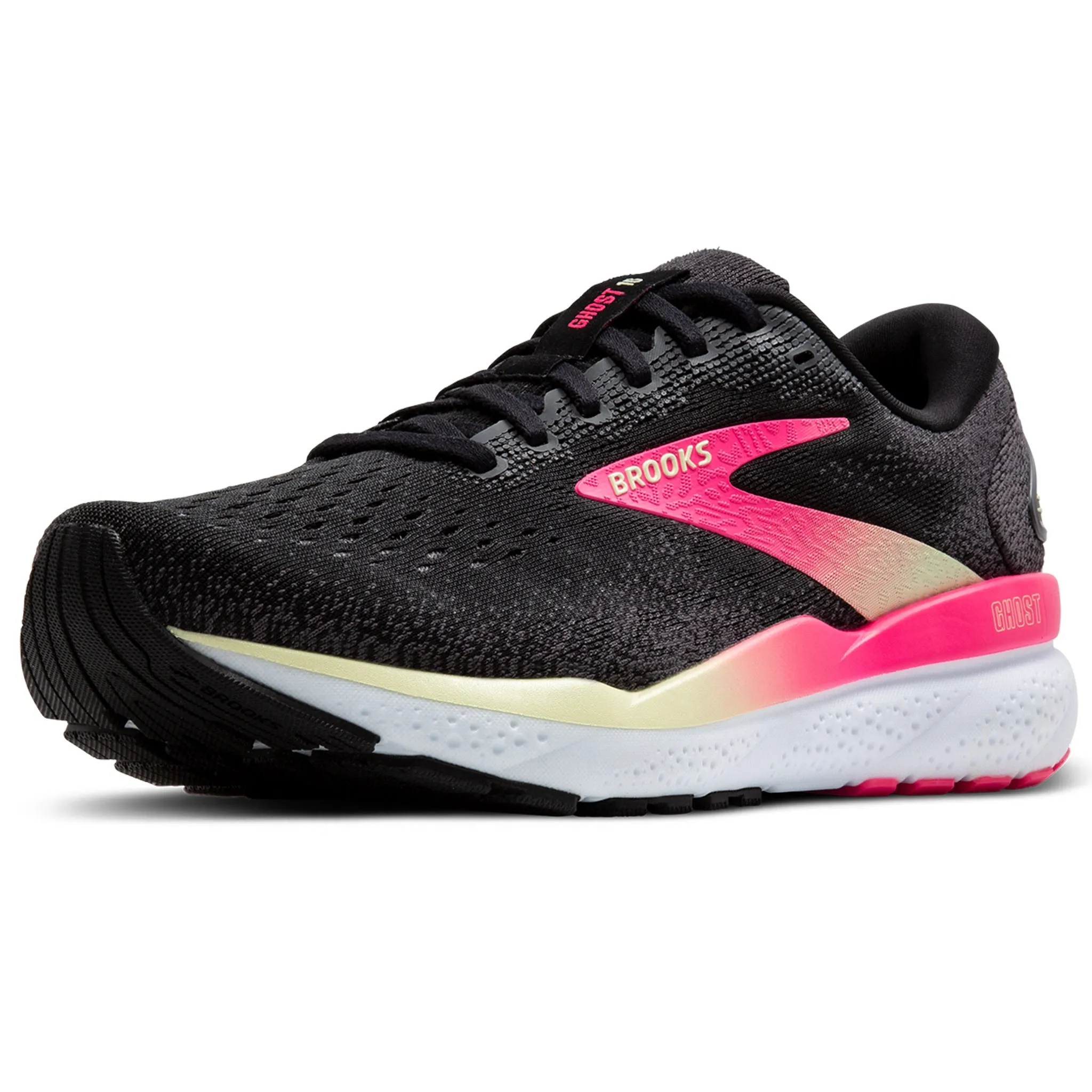 Brooks Ghost 16 Women's Black/Pink/Yellow
