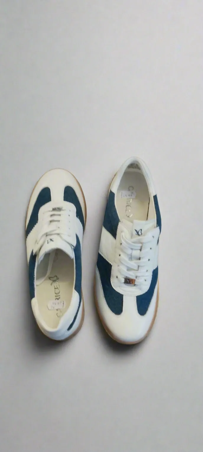 Caprice White Jeans Leather Trainer 23705