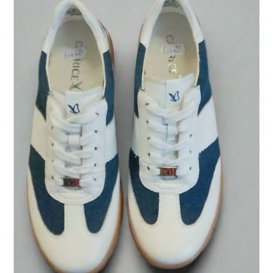 Caprice White Jeans Leather Trainer 23705