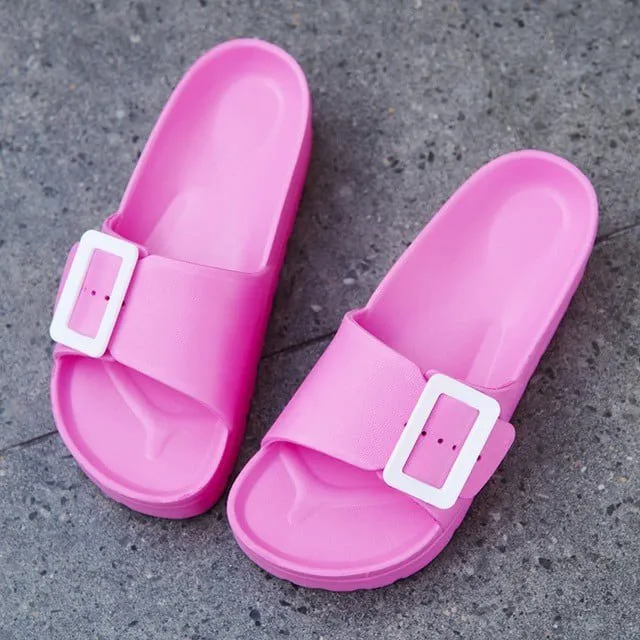Cuzcare Women Outdoor Orthopedic Sandals Memory Foam Platform Slides