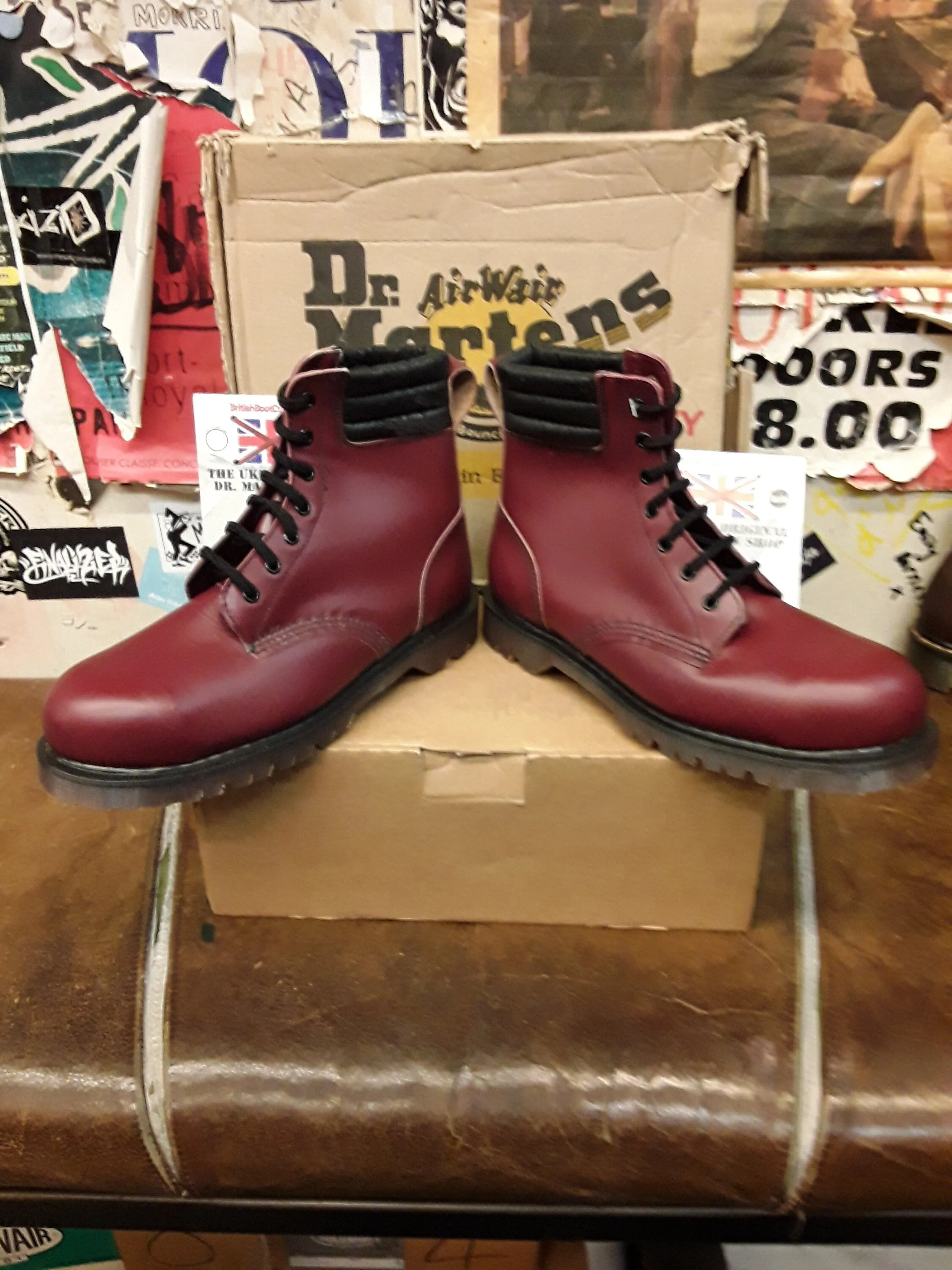 Dr Martens 1906 Made in England Cherry 7 Hole Steel Size 9