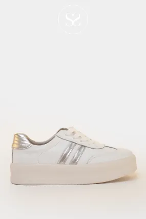 DRILLEYS SEVENTY EIGHT CHUNKY WHITE/SILVER FLATFORM TRAINERS