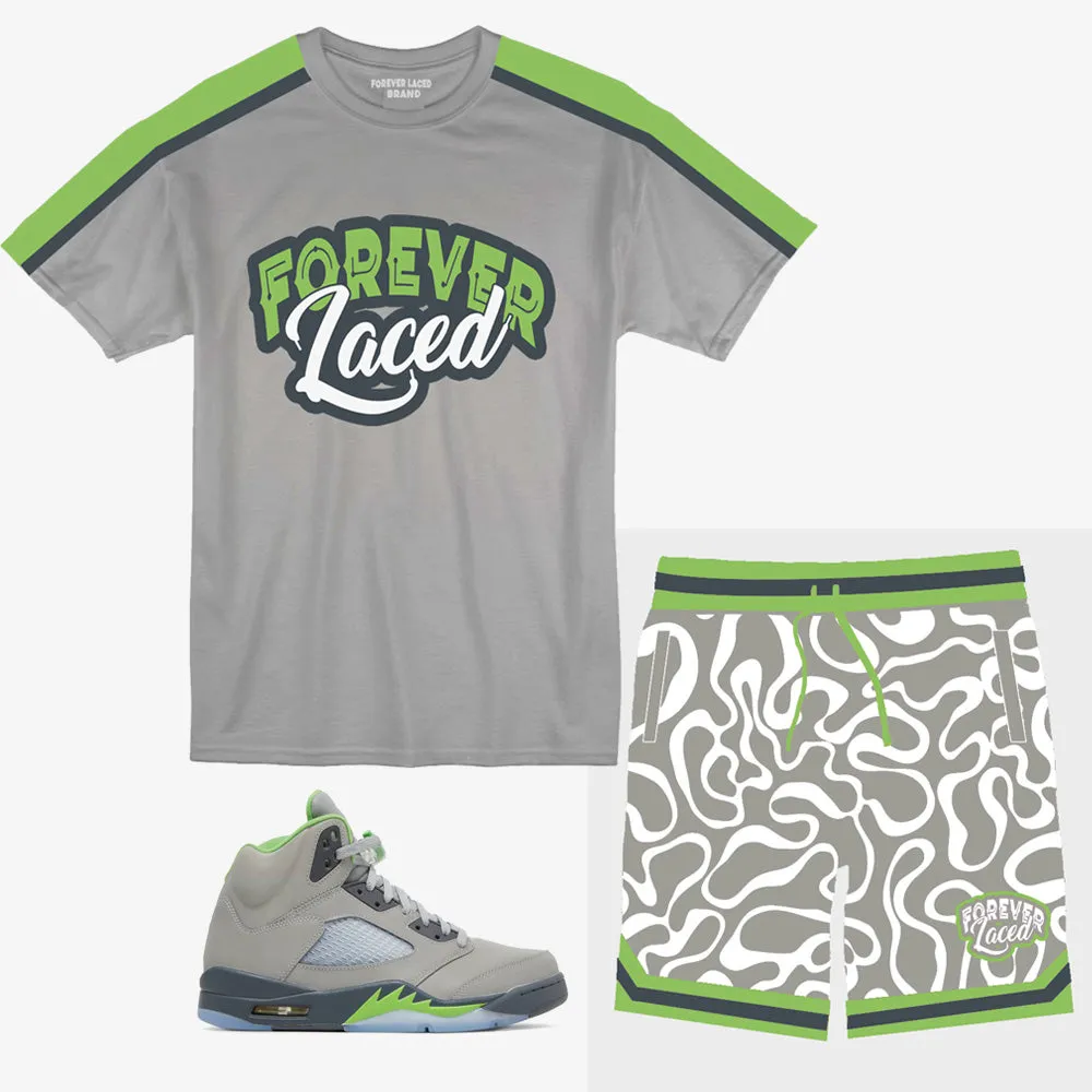 Forever Laced Retro Short Set to match Retro Jordan 5 Green Bean