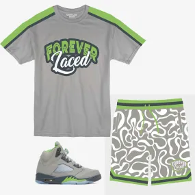 Forever Laced Retro Short Set to match Retro Jordan 5 Green Bean