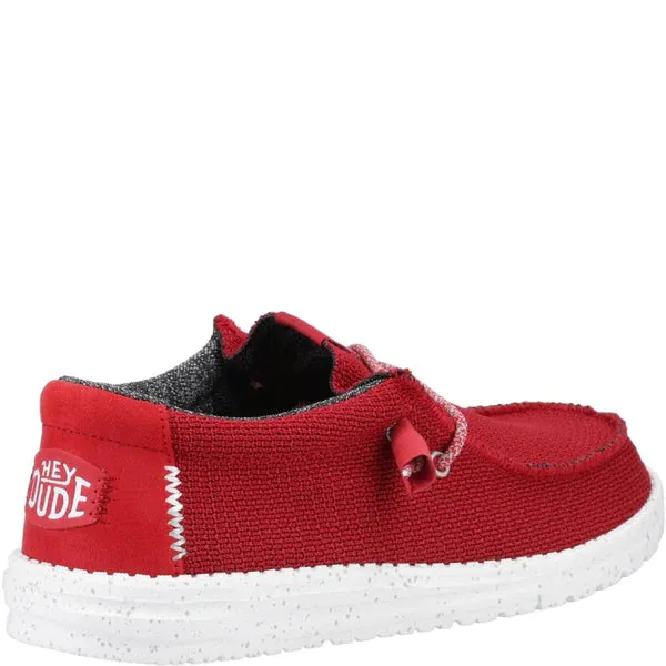 Hey Dude Men's Wally Sport Mesh Trainers Dark Red