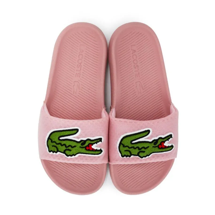 LACOSTE Women's Big Logo Textile Slides (Pink/White)(7-41CFA0045-AK5)