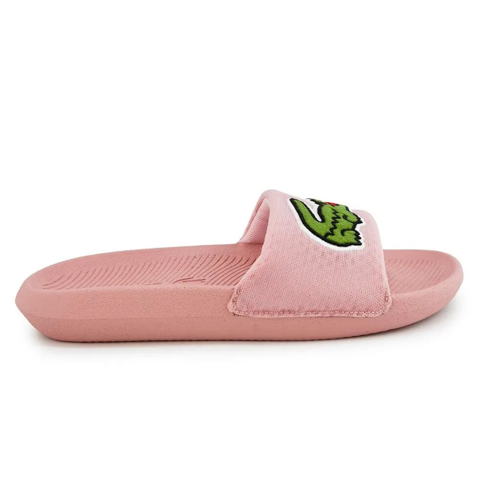 LACOSTE Women's Big Logo Textile Slides (Pink/White)(7-41CFA0045-AK5)