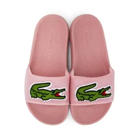 LACOSTE Women's Big Logo Textile Slides (Pink/White)(7-41CFA0045-AK5)