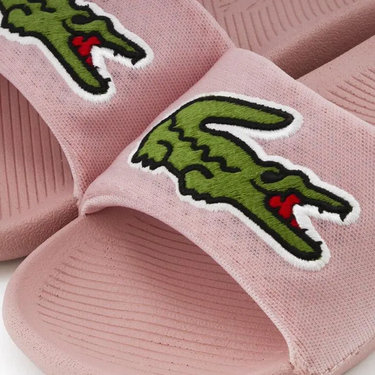 LACOSTE Women's Big Logo Textile Slides (Pink/White)(7-41CFA0045-AK5)