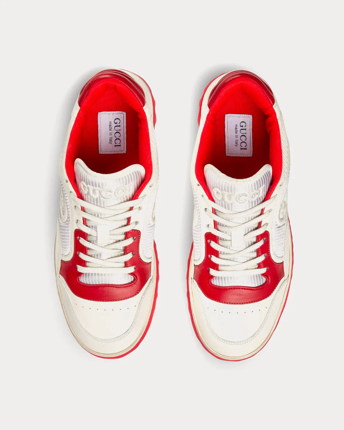 MAC80 Leather Off White / Red Low Top Sneakers