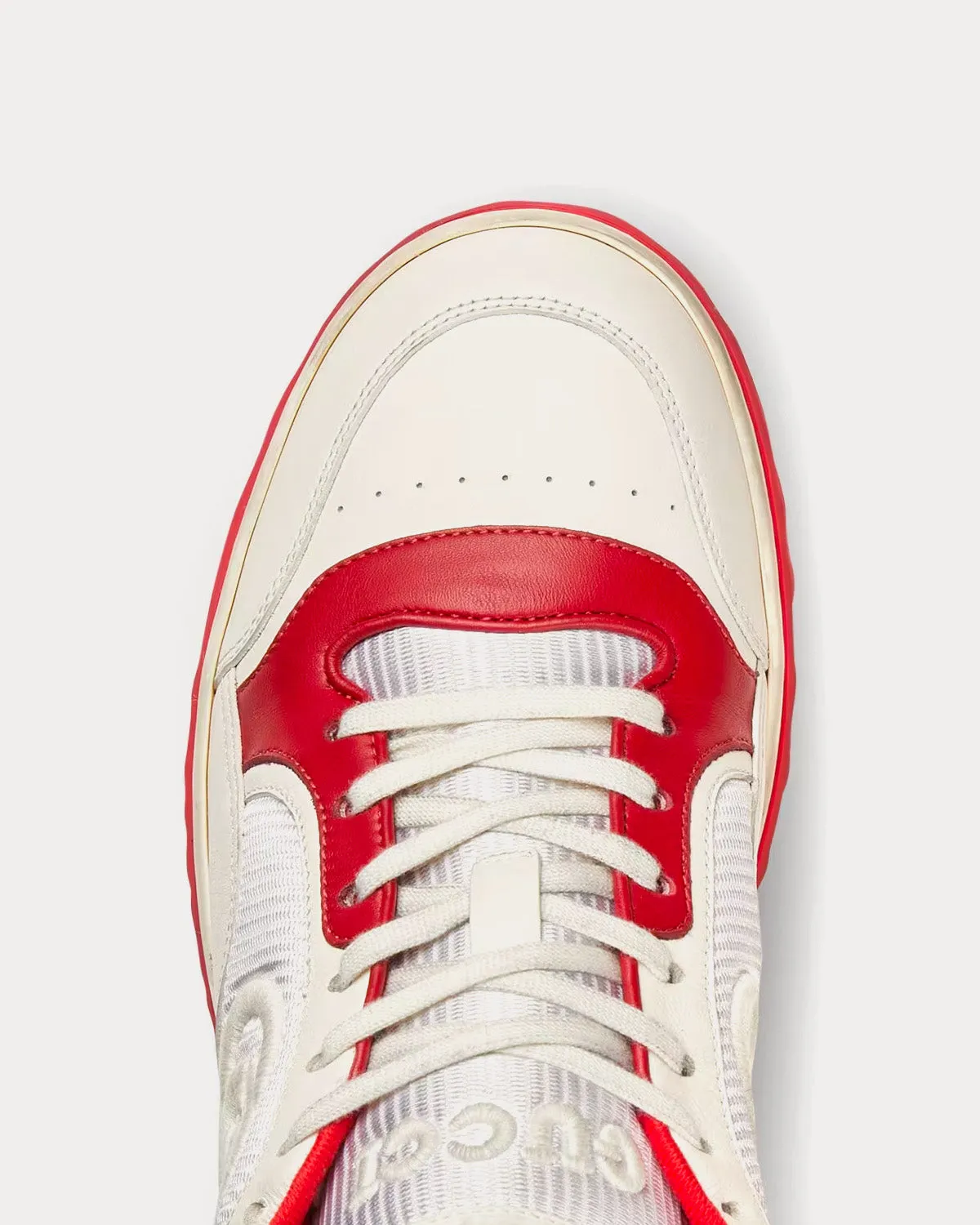 MAC80 Leather Off White / Red Low Top Sneakers