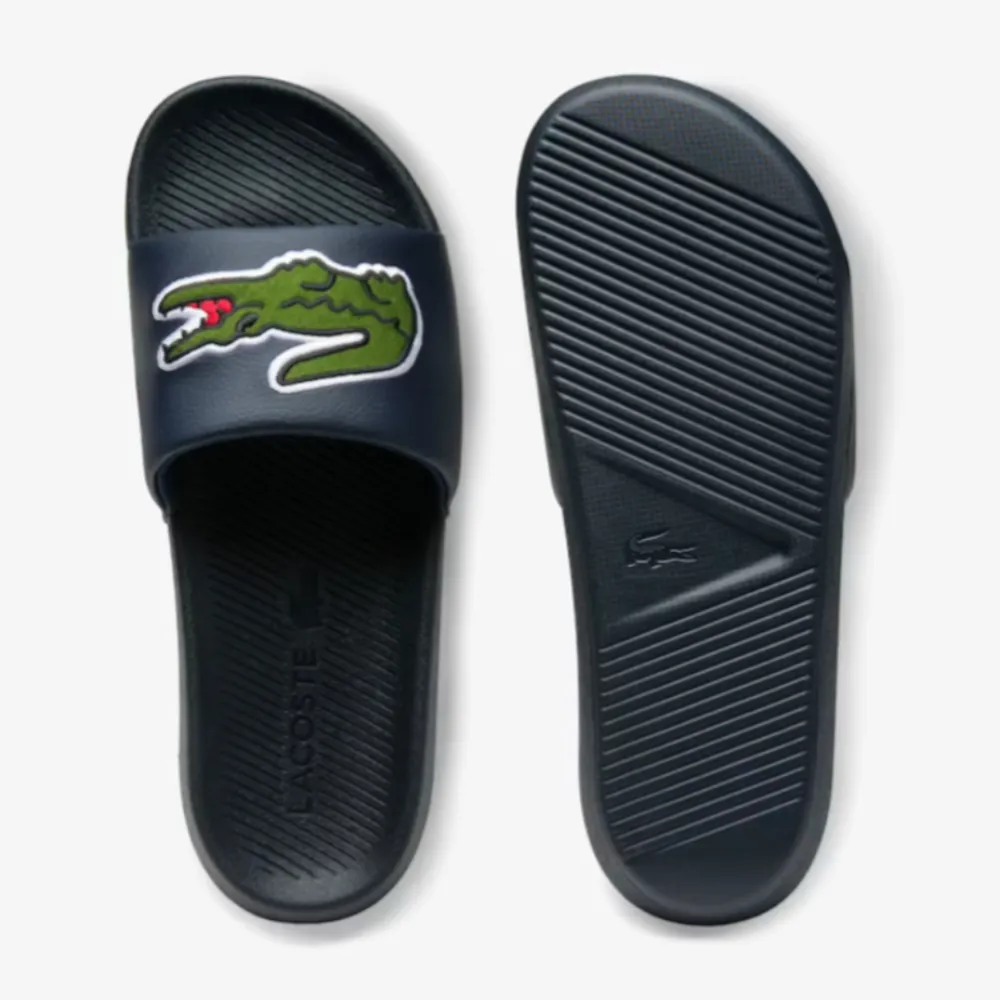 Men's Croco Synthetic Slides-Navy