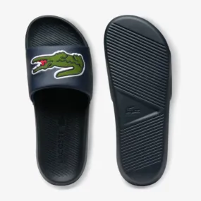 Men's Croco Synthetic Slides-Navy