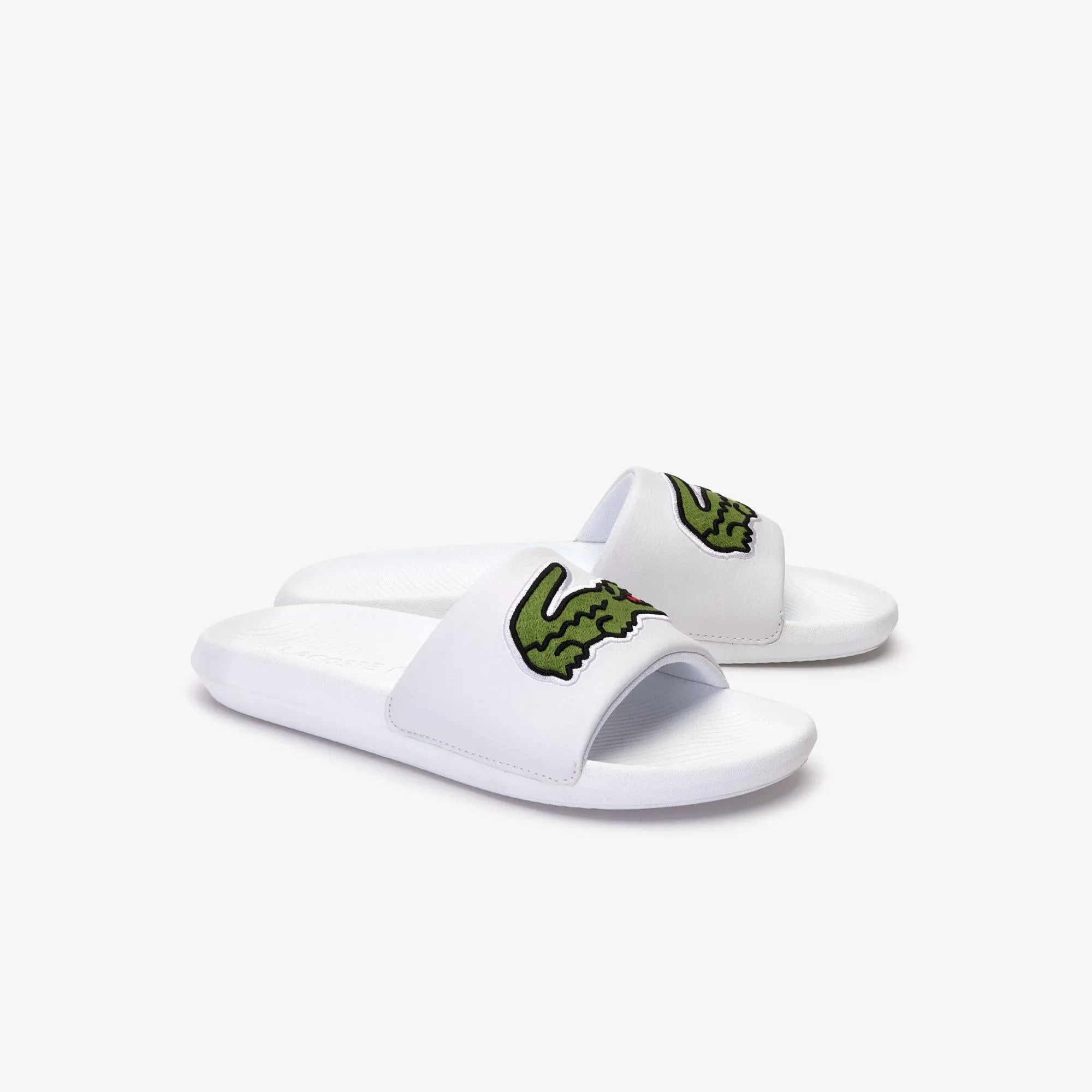 Men's Croco Synthetic Slides-White