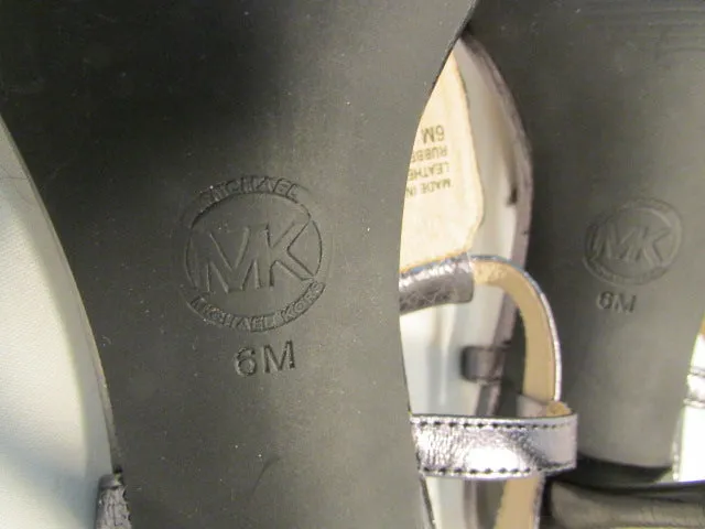 Michael Kors Metallic Gunmetal Vienna Sandals