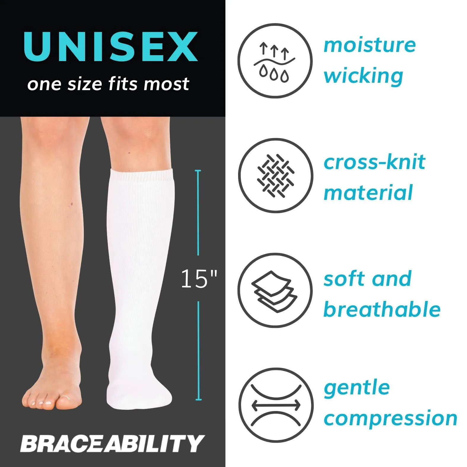 Orthopedic Boot Liner Sock | Men and Women’s Tube Cast Socks for Aircast Cam Walkers and Fracture Boots (2-Pack)