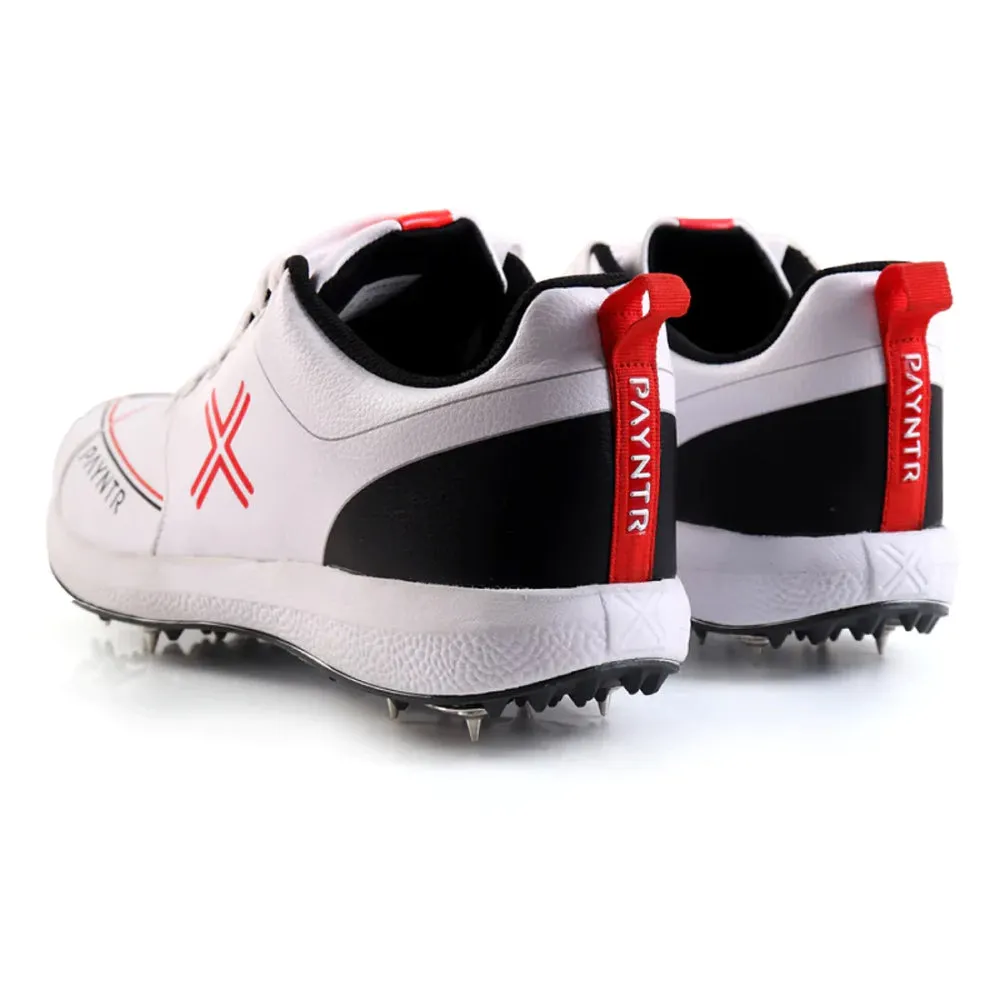 PAYNTR Men's Spike Cricket Shoe (White/Black)