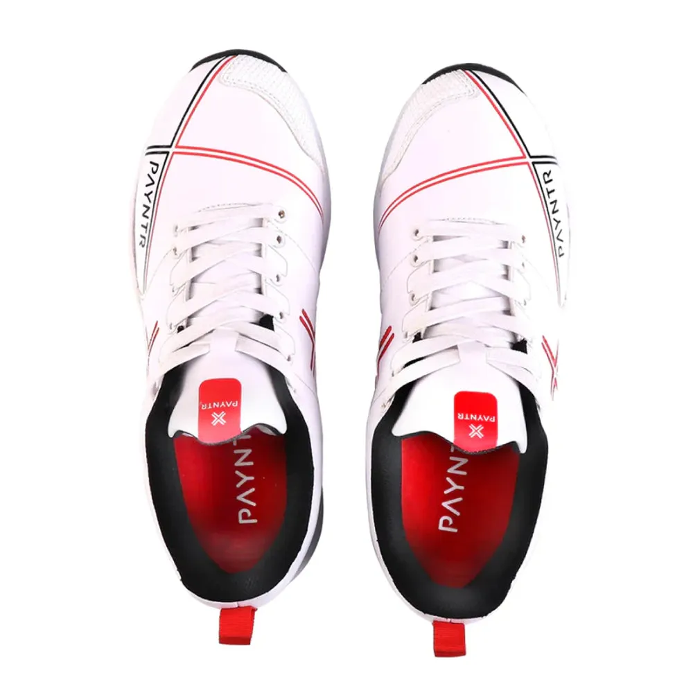 PAYNTR Men's Spike Cricket Shoe (White/Black)