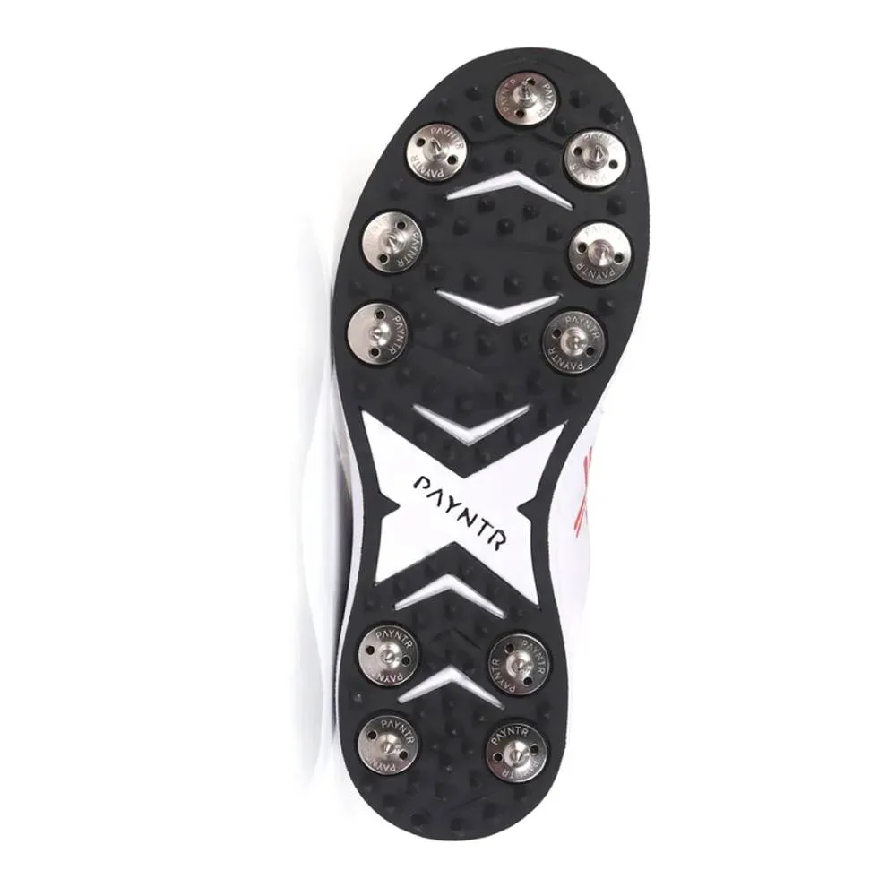 PAYNTR Men's Spike Cricket Shoe (White/Black)