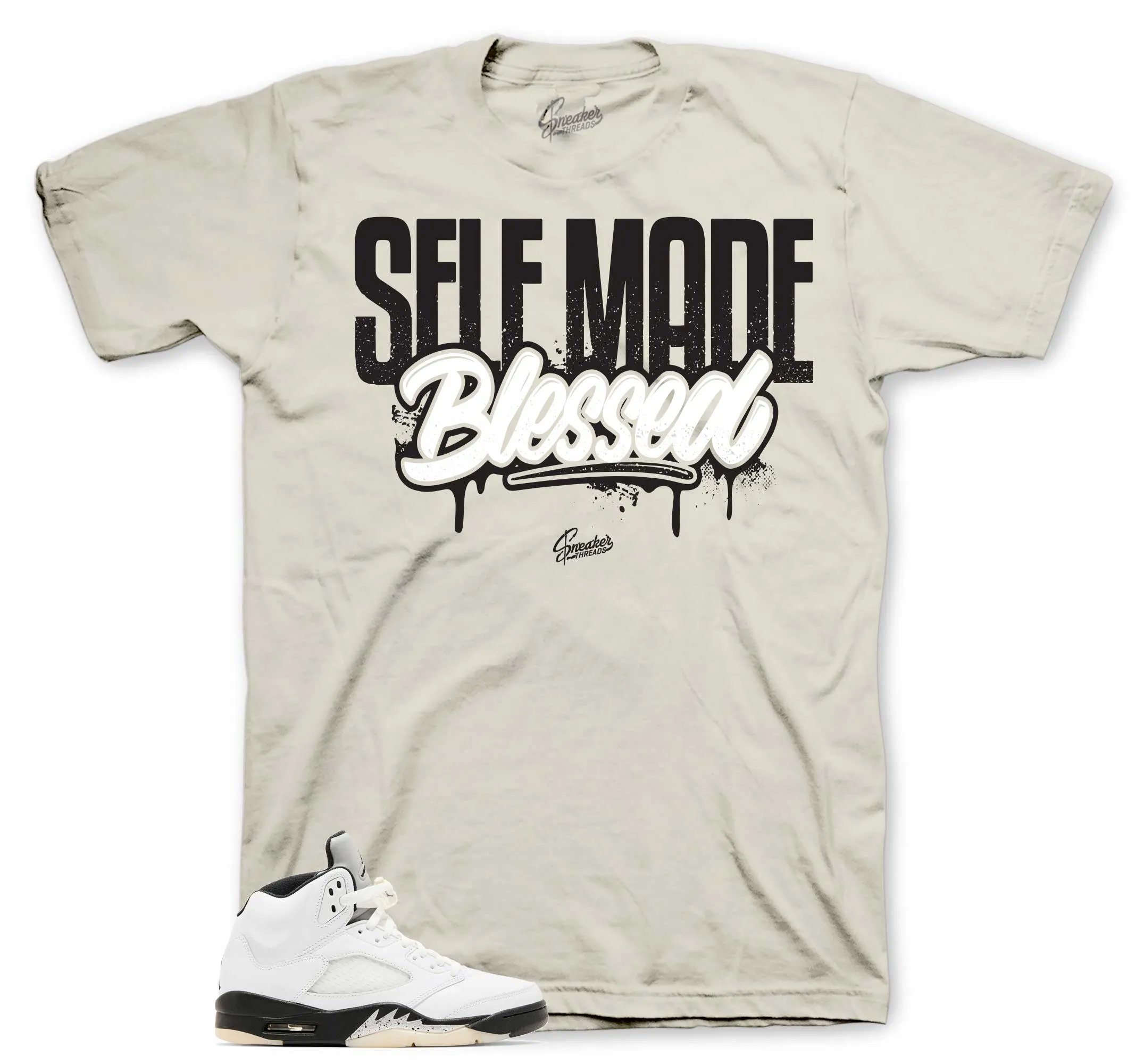 Retro 5 White Black Self Made Shirt