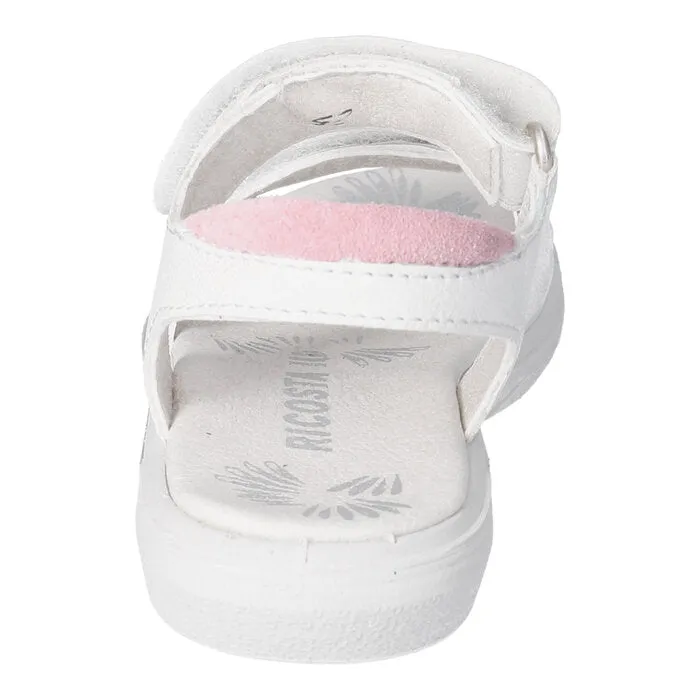 Ricosta Sarah White Leather Riptape Sandal