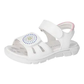 Ricosta Sarah White Leather Riptape Sandal