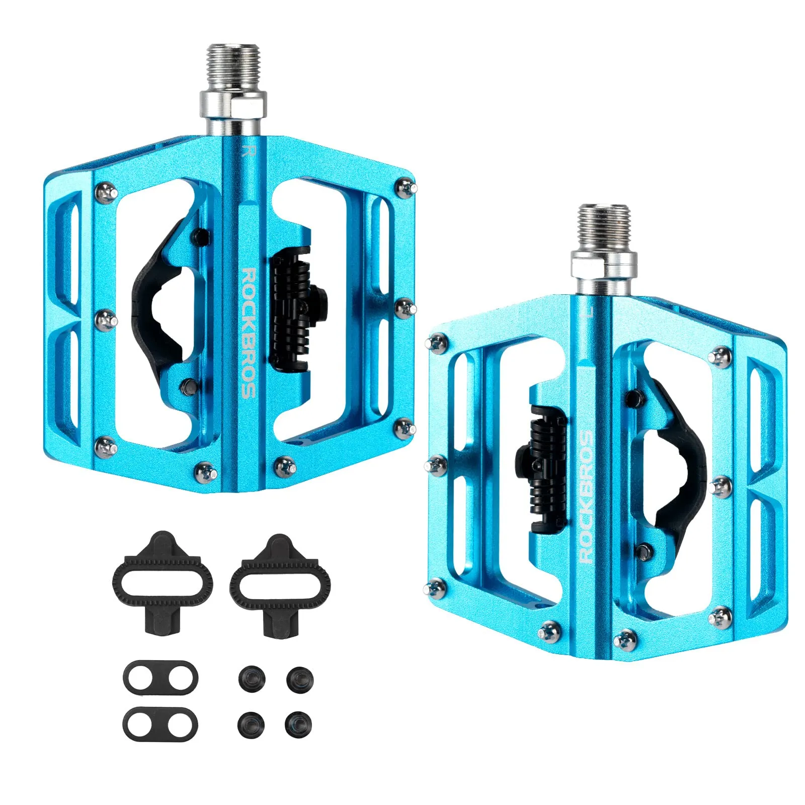 ROCKBROS Dual Functionality Bike Pedals Clipless Flat Bike Pedals (Pair)