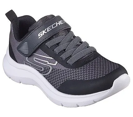 Skechers Skech Fast Solar Squad Charcoal Black Velcro Boys Trainers