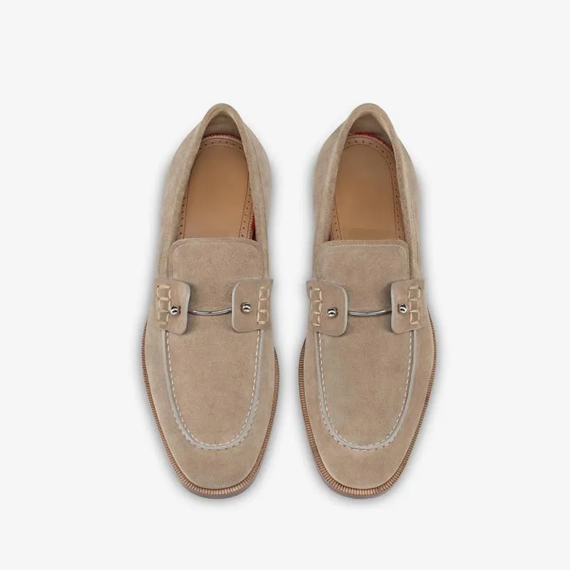 Suede Leather Sliver Pin Loafers